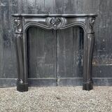 Louis XV style fireplace in black Belgian marble circa 1880