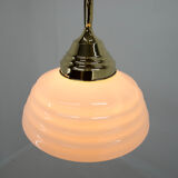 Suspension Art Nouveau en laiton et verre opalin, années 1920