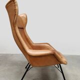 Vintage Czech Republic design wingback armchair Miroslav Navratil