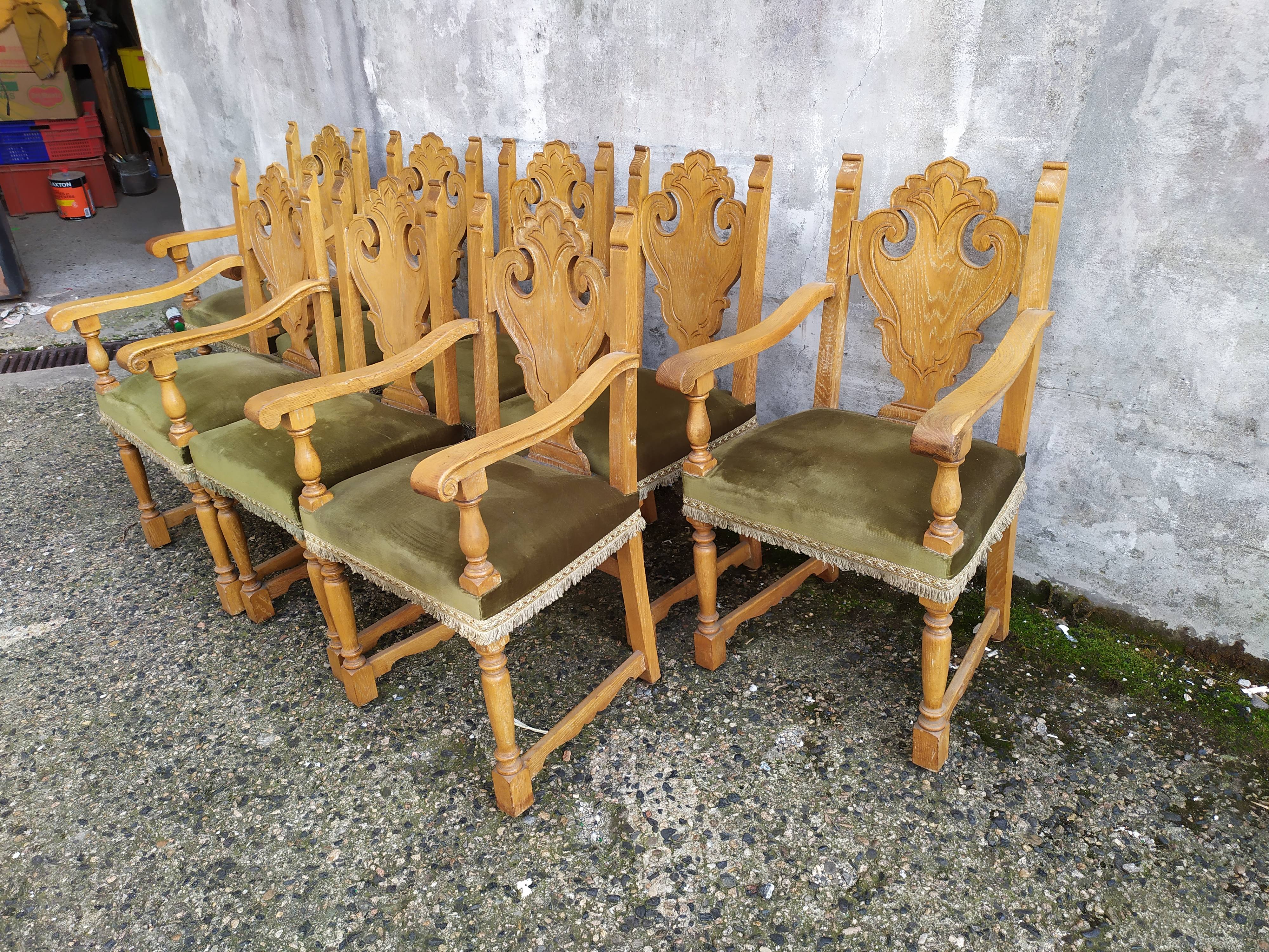 8 ceruse oak style chairs