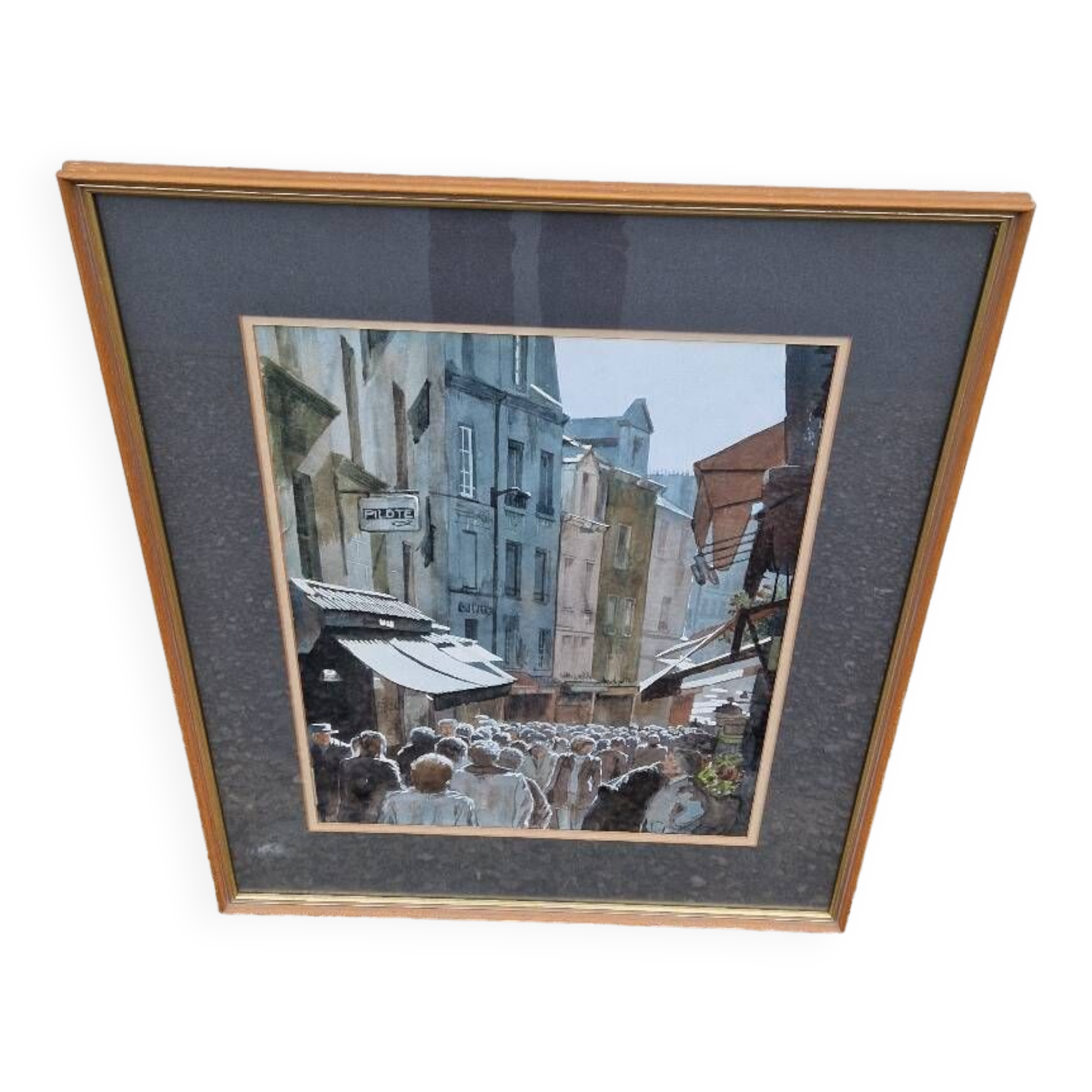Ruelle animée aquarelle