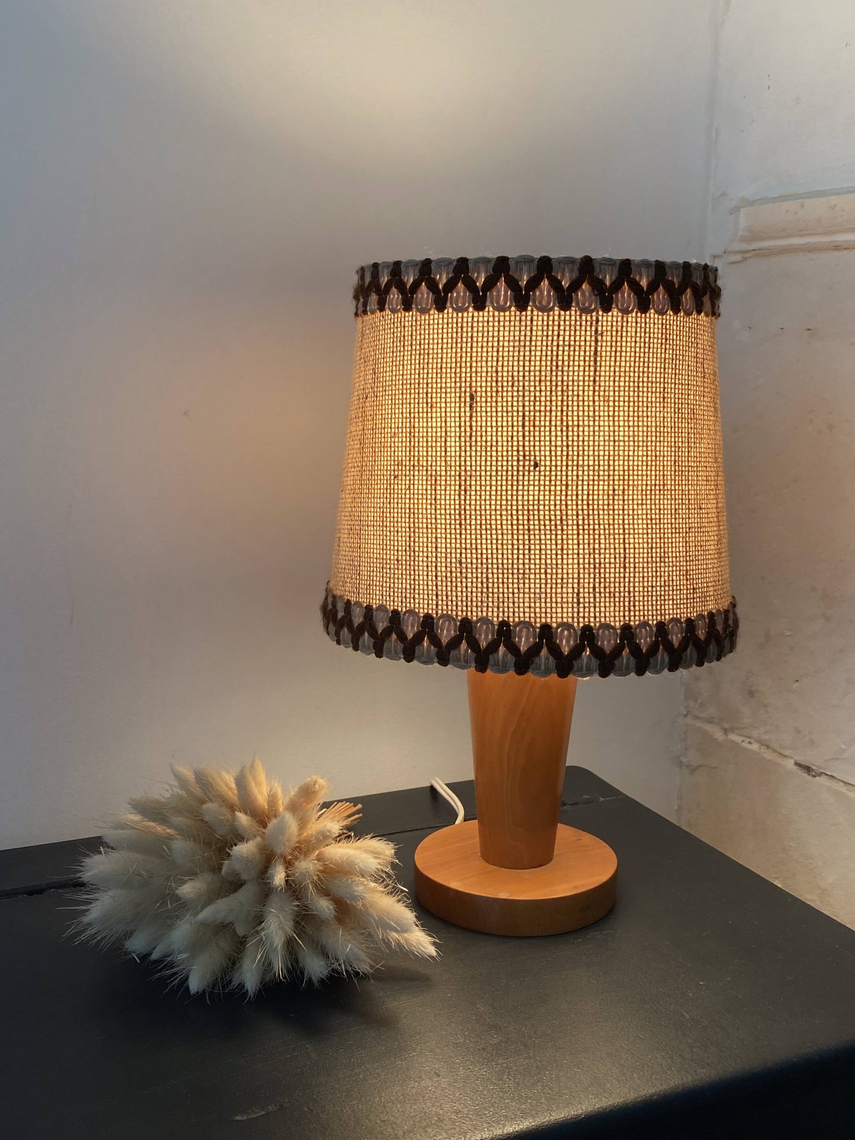 Wooden table lamp, 70s