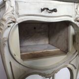 Louis XV white rock bedside pair