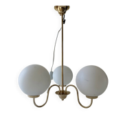 Vintage opaline brass chandelier