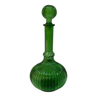 Italian carafe Empoli in emerald green glass - 1960s