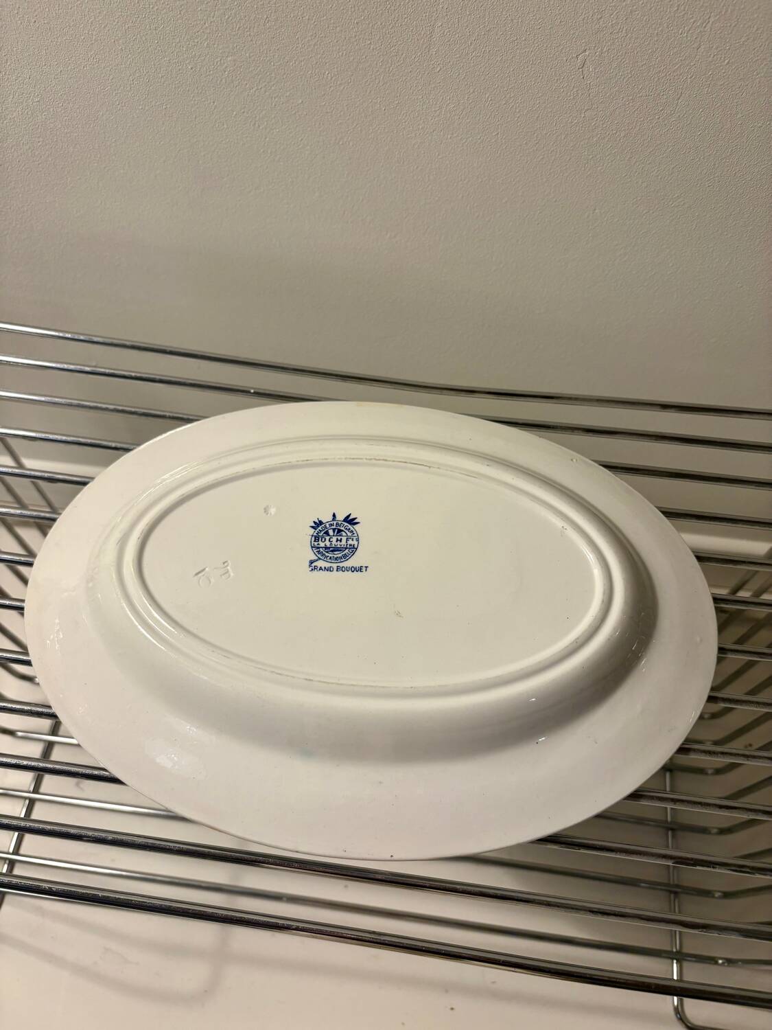 Antique oval Boch platter – “Grand Bouquet” decoration