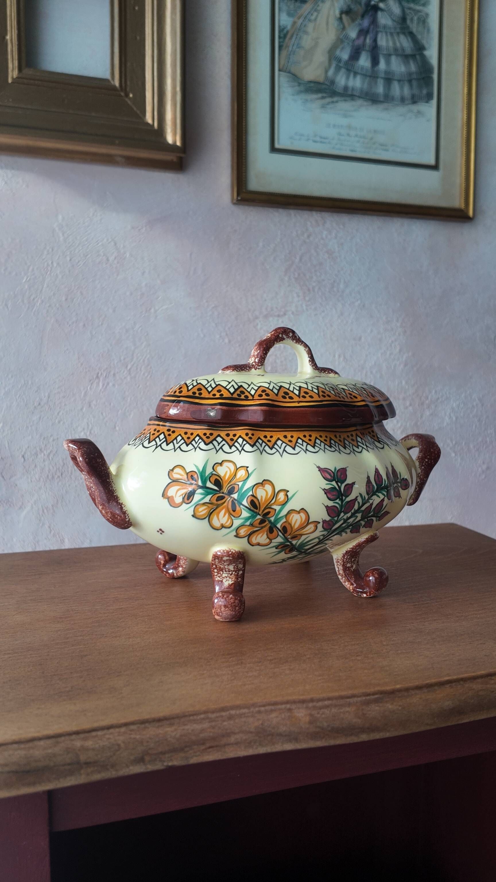 Antique Henriot Quimper Soup Tureen in Faience