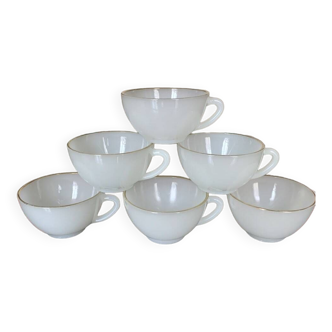 Arcopal Coffee Cups - Golden White - Vintage Tableware