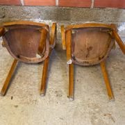 Pair of Antique FISHEL Vintage Wood Armchairs #C623
