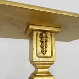 Console, pedestal table, side table in gilded wood with beveled mirror top. Ann