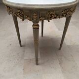 Louis XVI table with carved wood and Carrara marble.