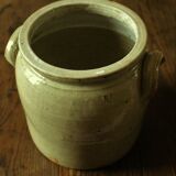 Grey glazed stoneware pot two handles 5 L