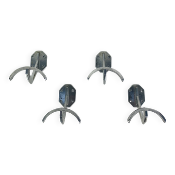 4 wall hooks in aluminium, 1950s