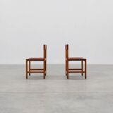 Pair of wood and leather Spanish chairs by Jordi Vilanova, ca. 1960