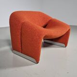 F598 Groovy 'M' chaise in orange/red bouclette by Pierre Paulin for Artifort, 1980