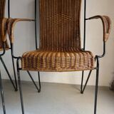 4 Frederick Weinberg wicker iron chairs | 1960s
