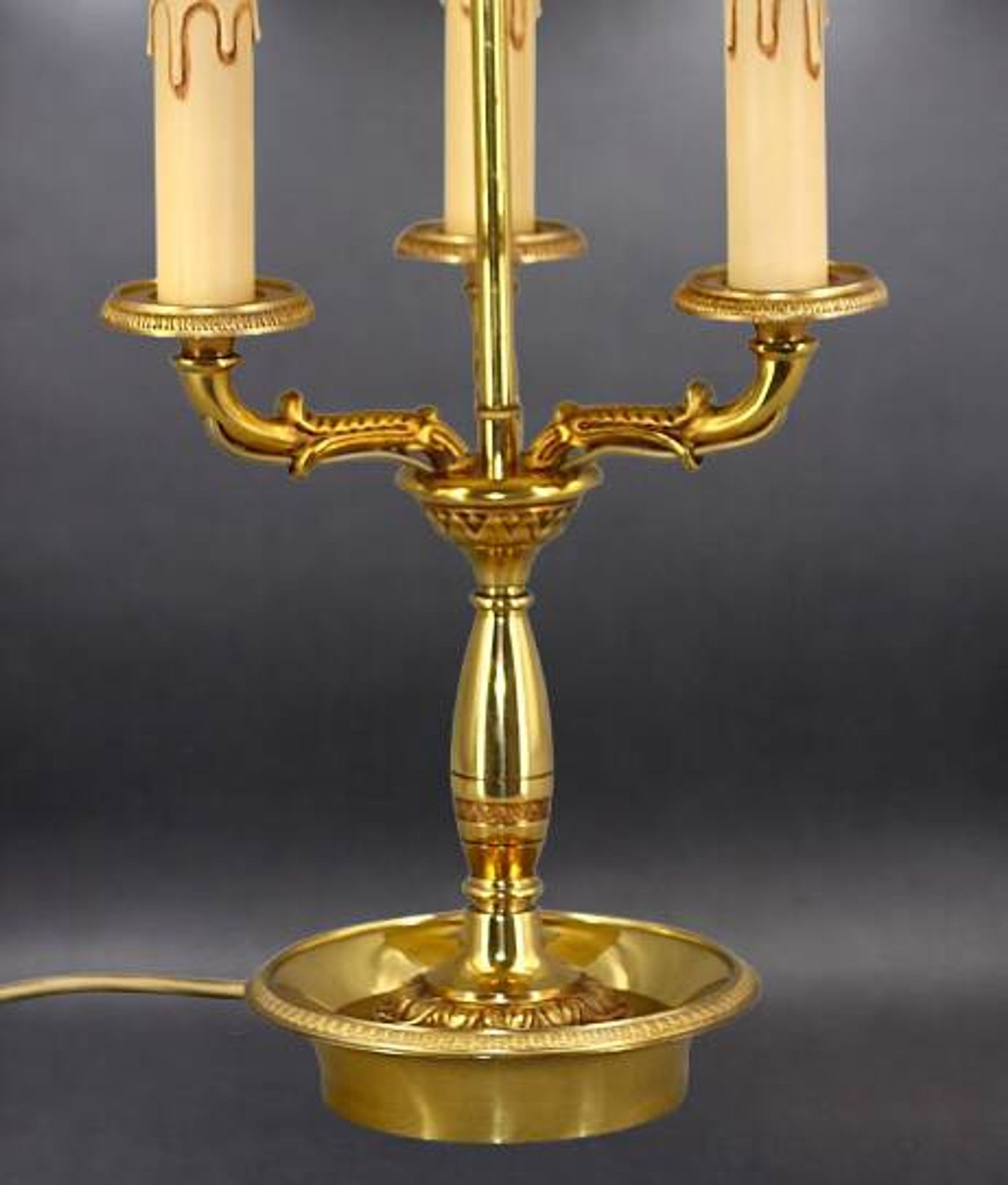 Empire Style Bouillotte Lamp in Gilded Bronze with Three Lights "Lucien Gau"