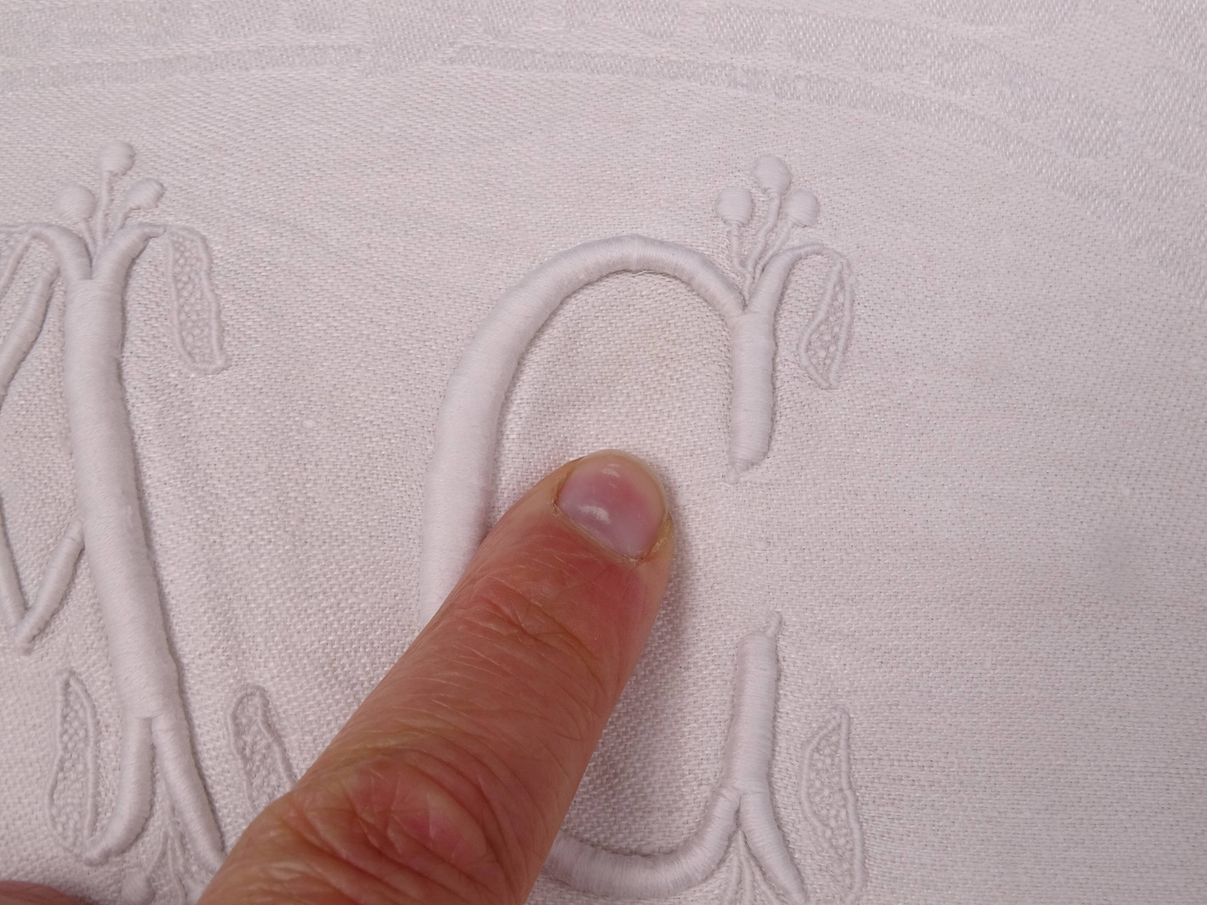 Set of 17 old damasked towels and monogram ac