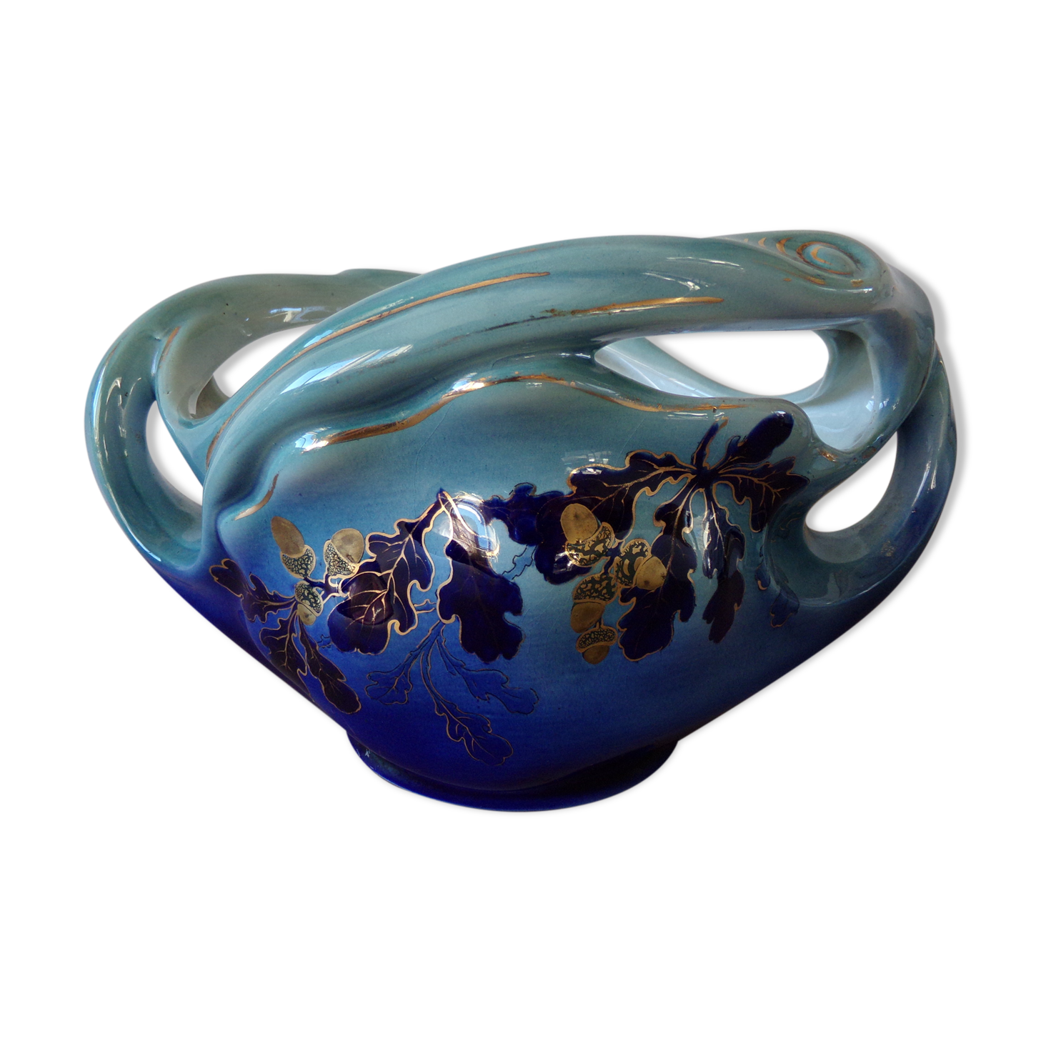 Earthenware pot cover from luneville, keller and guérin year 1920 - art nouveau