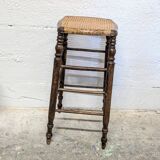 High stool with cane seat