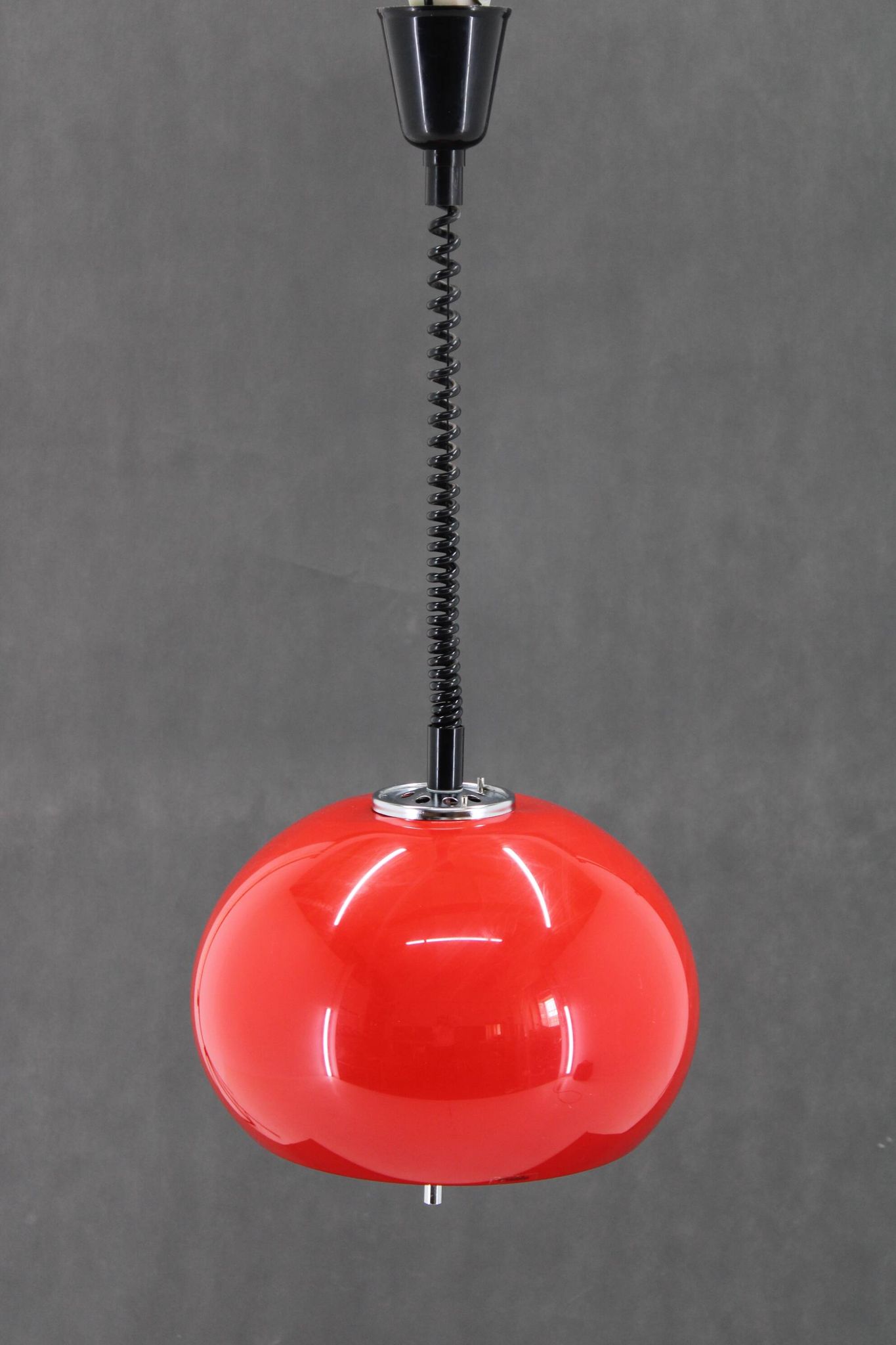 1970s Harvey Guzzini Red Pendant Light for Meblo, Italy