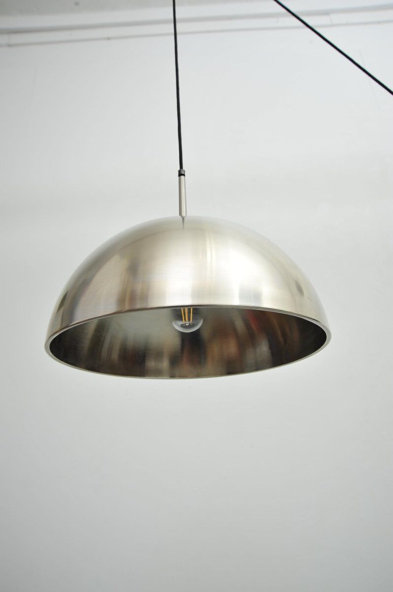 Height-adjustable pendant lamp in nickel-plated brass by Florian Schulz, 1970s