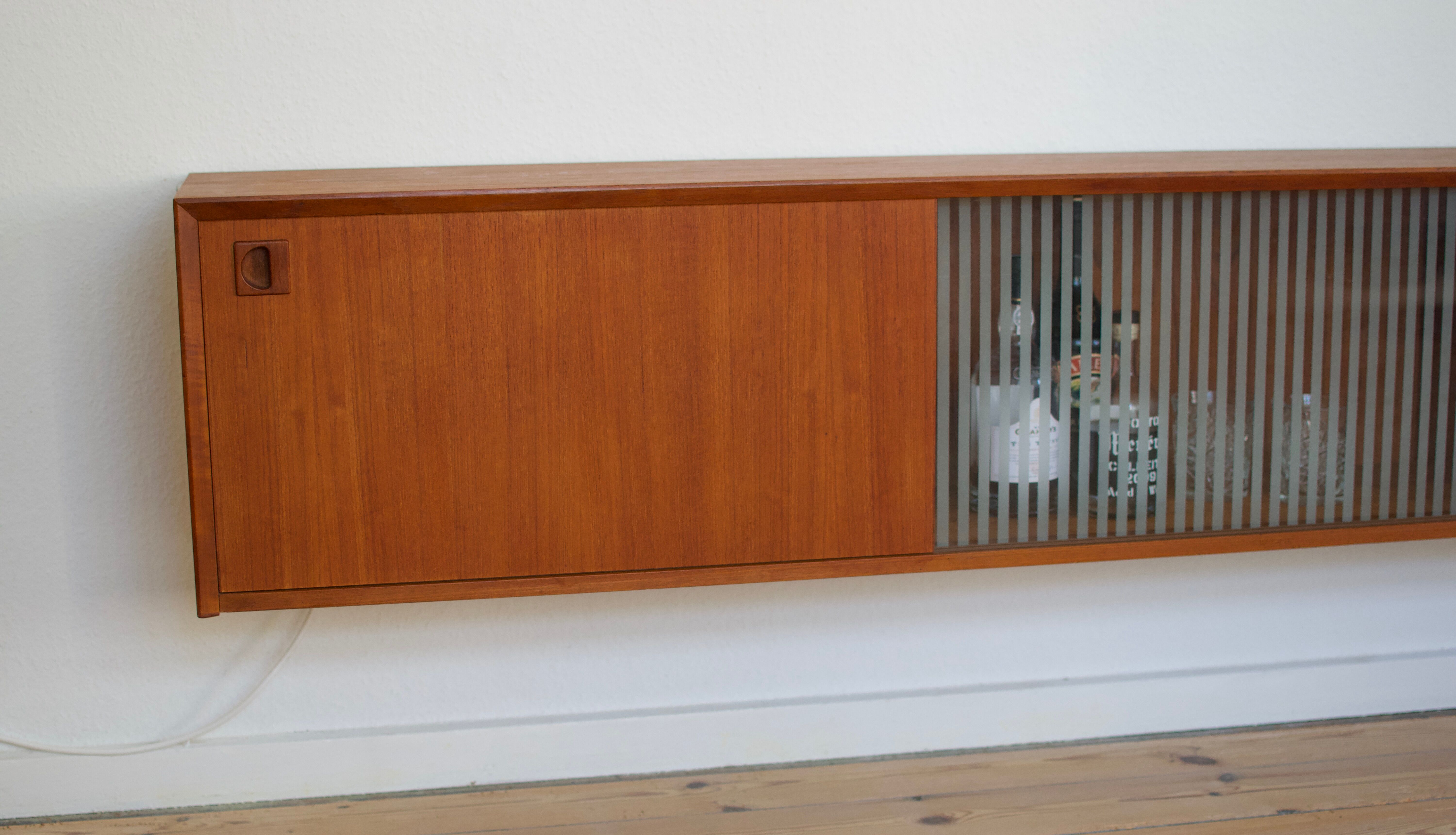 Danish MidCentury Teak Wall Mounted Sideboard, 1960s.