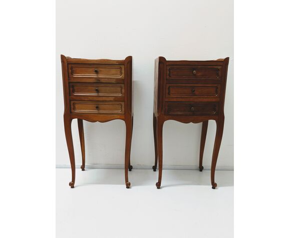 Pair Of Vintage Wooden Bedside Tables Louis Xv Selency Pair Of Vintage Wooden Bedside Tables, Vintage Wooden Bedside Tables