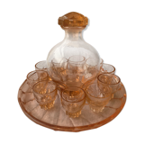 Pink glass liquor service