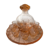 Pink glass liquor service