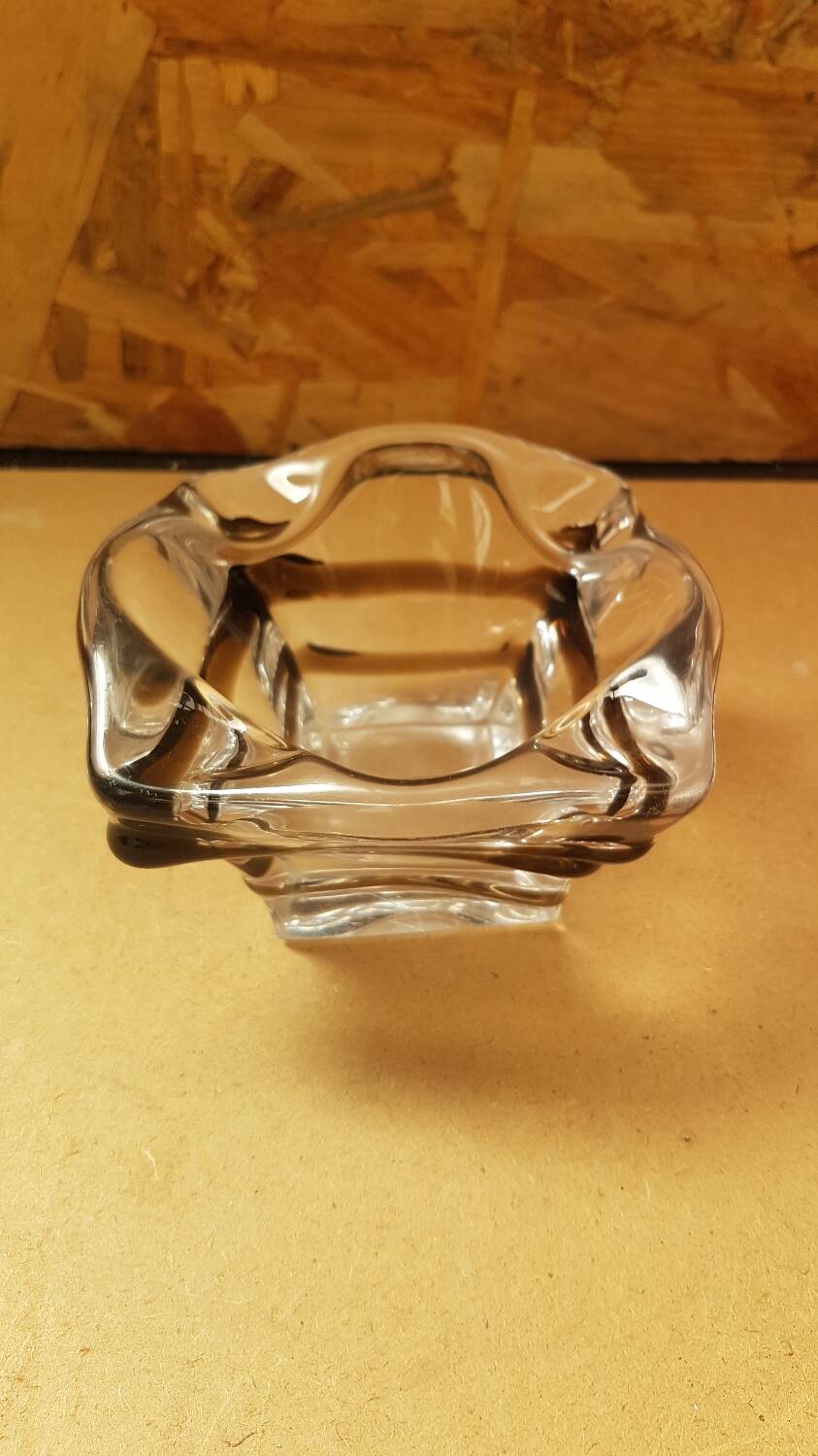 Old vintage transparent & smoked crystal ashtray