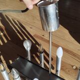 Sculptural vintage 70s chandelier – metal & aluminium – 55 × 26 cm