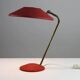 Red Shrink-Lacquered Brass Table Lamp, Germany, 1950s