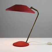 Red Shrink-Lacquered Brass Table Lamp, Germany, 1950s