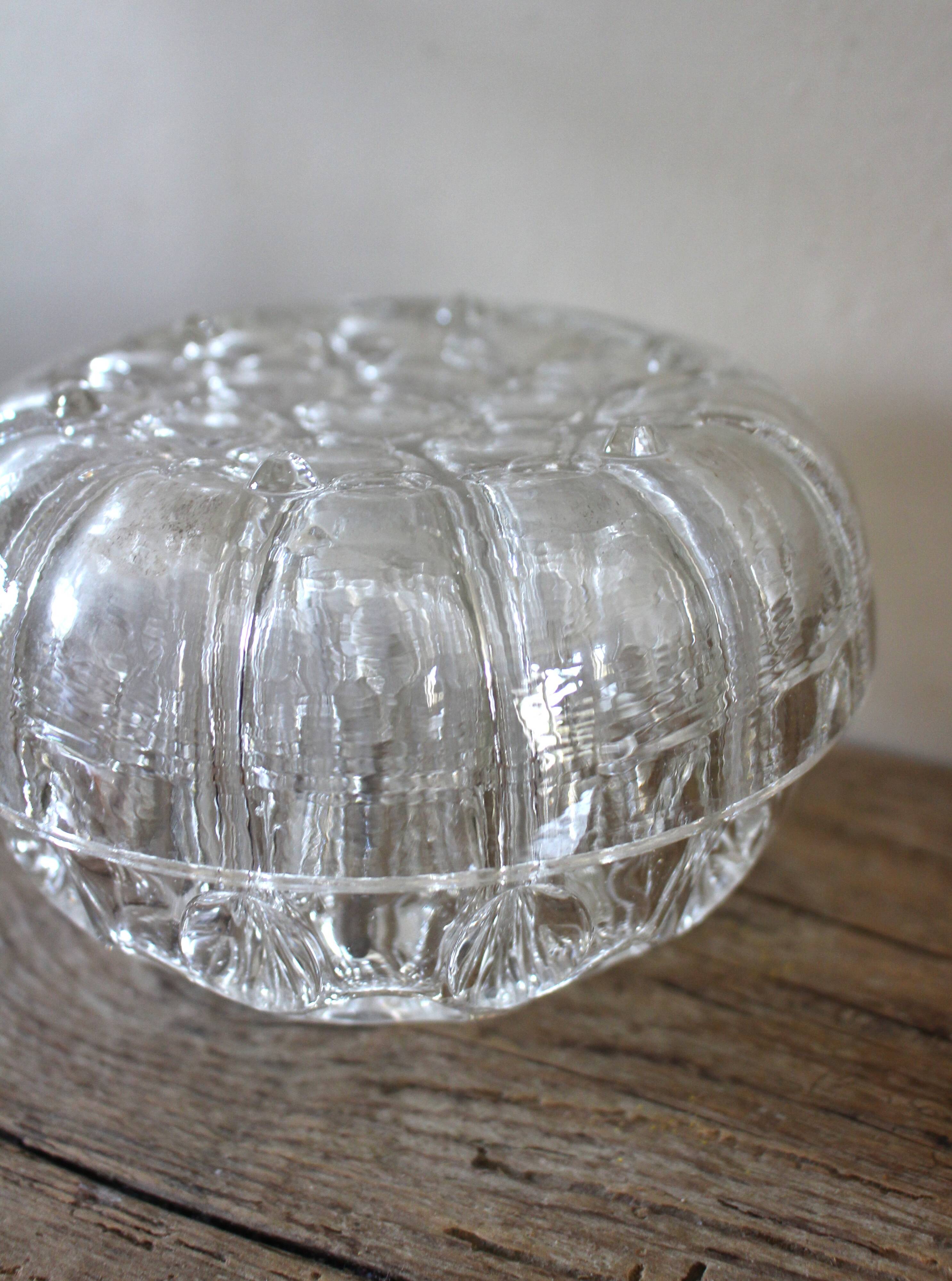 Round flower frog glass 20 holes large format vintage vase