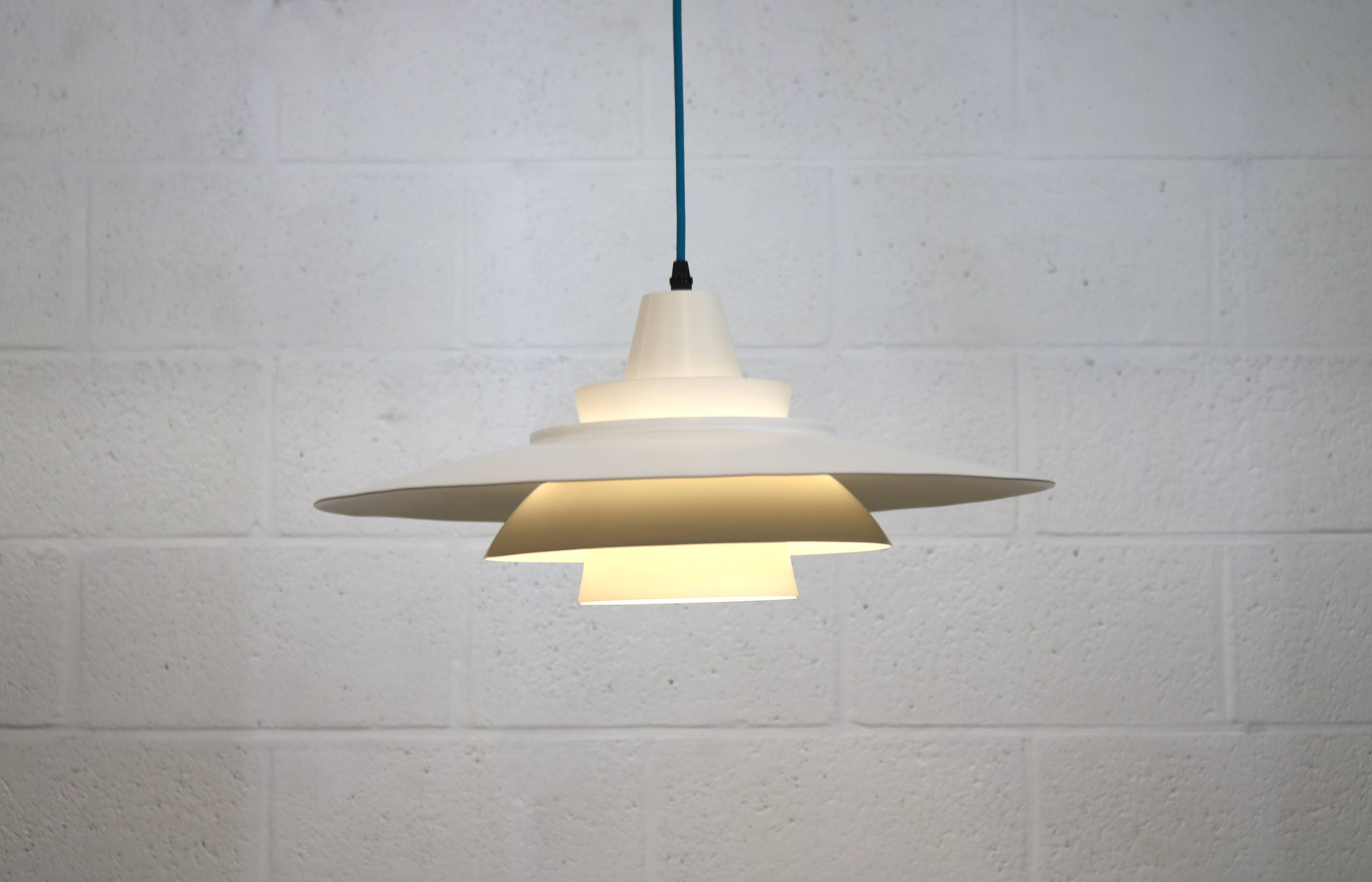 Vintage David Mogensen White Pendant Lamp, Super Light A/S, Danish Mid-Century
