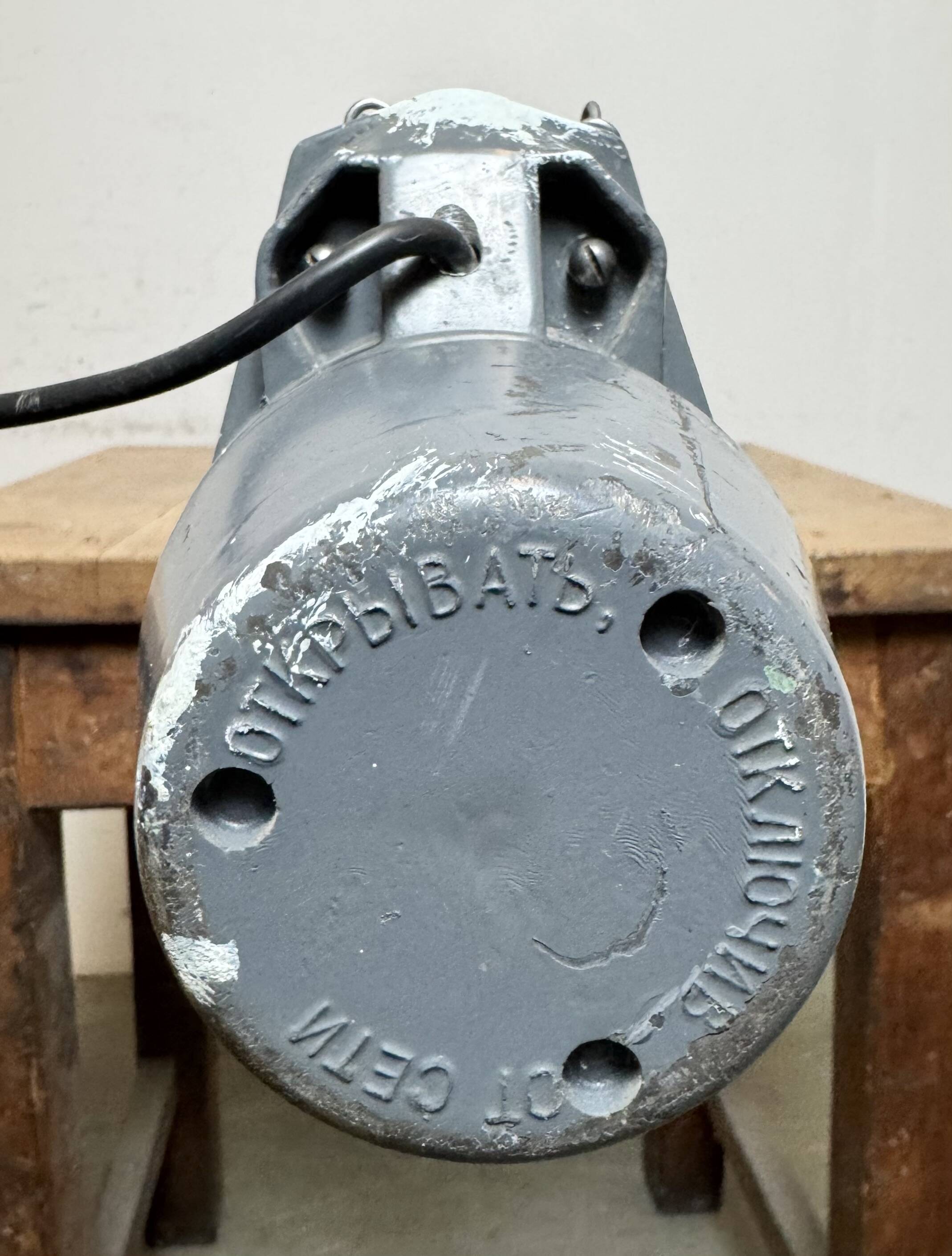 Large Grey Soviet Industrial Hanging Tube Light, 1970s
