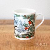 Porcelain Four Seasons Woodland Animals Mug, Winter Nature Scenery