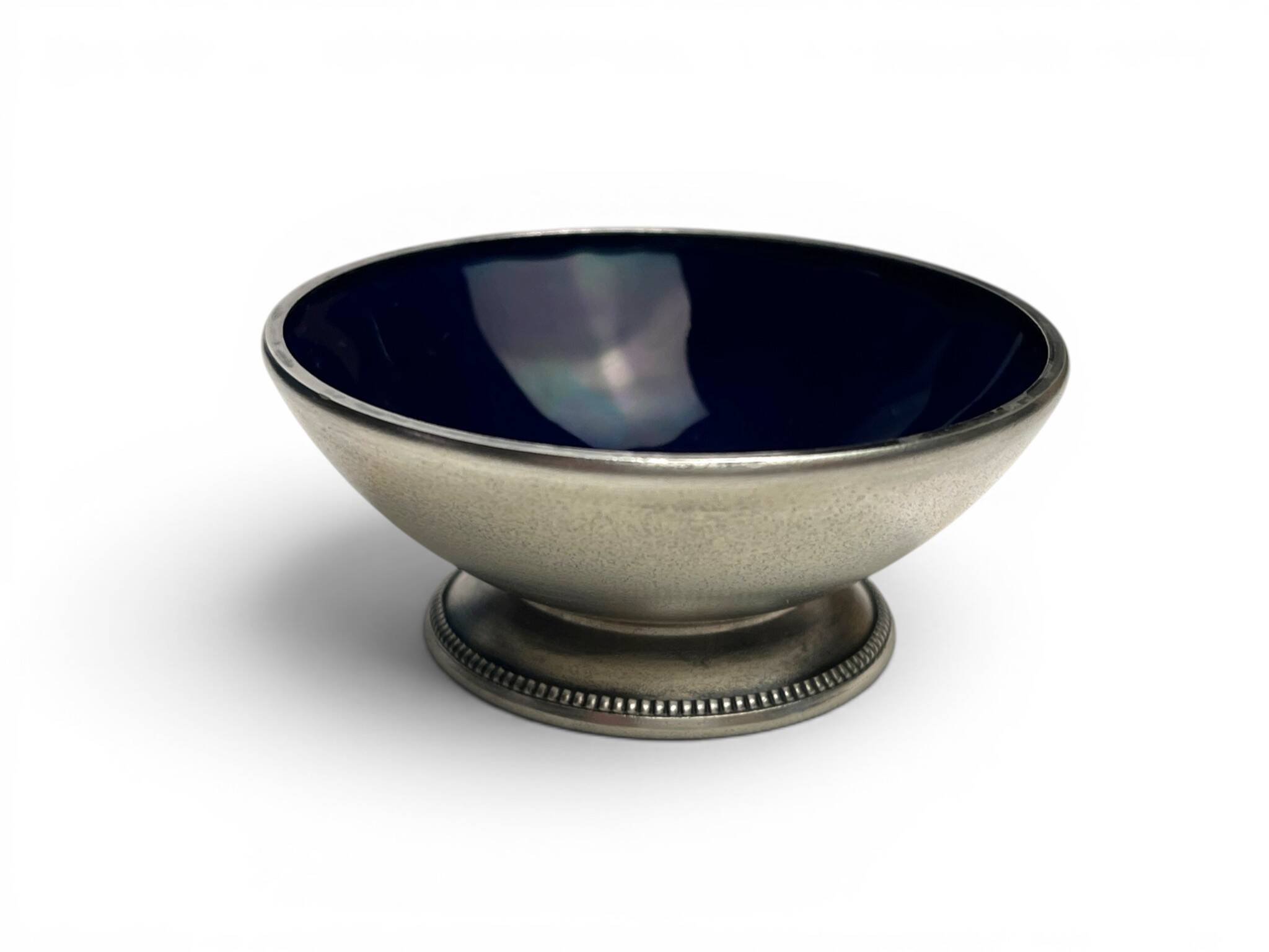 Arts de la table, salière saleron argent russe émail bleu vers 1950