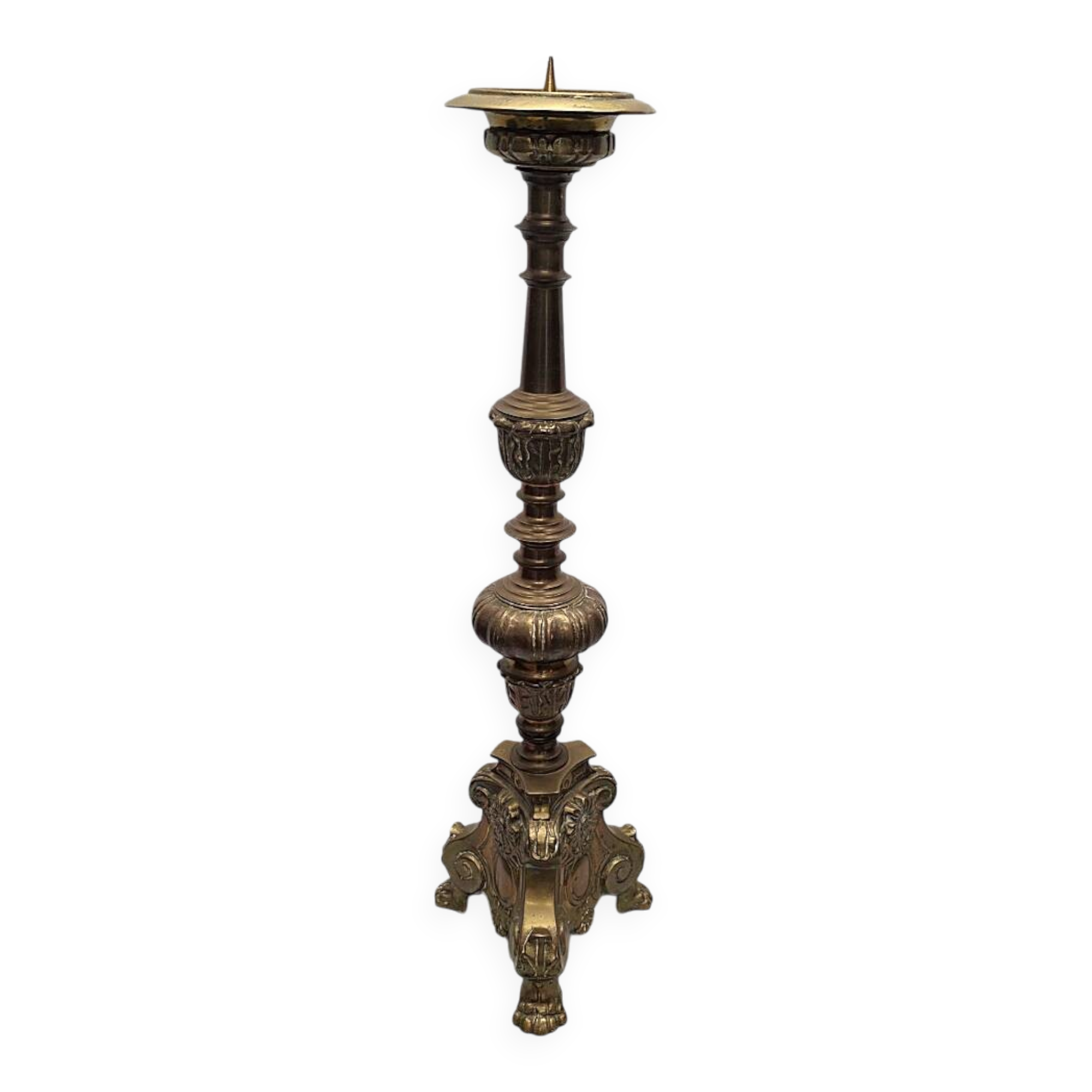Large Baroque Style Brass Altar Candlestick