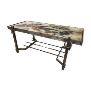 Table basse en céramique et fer