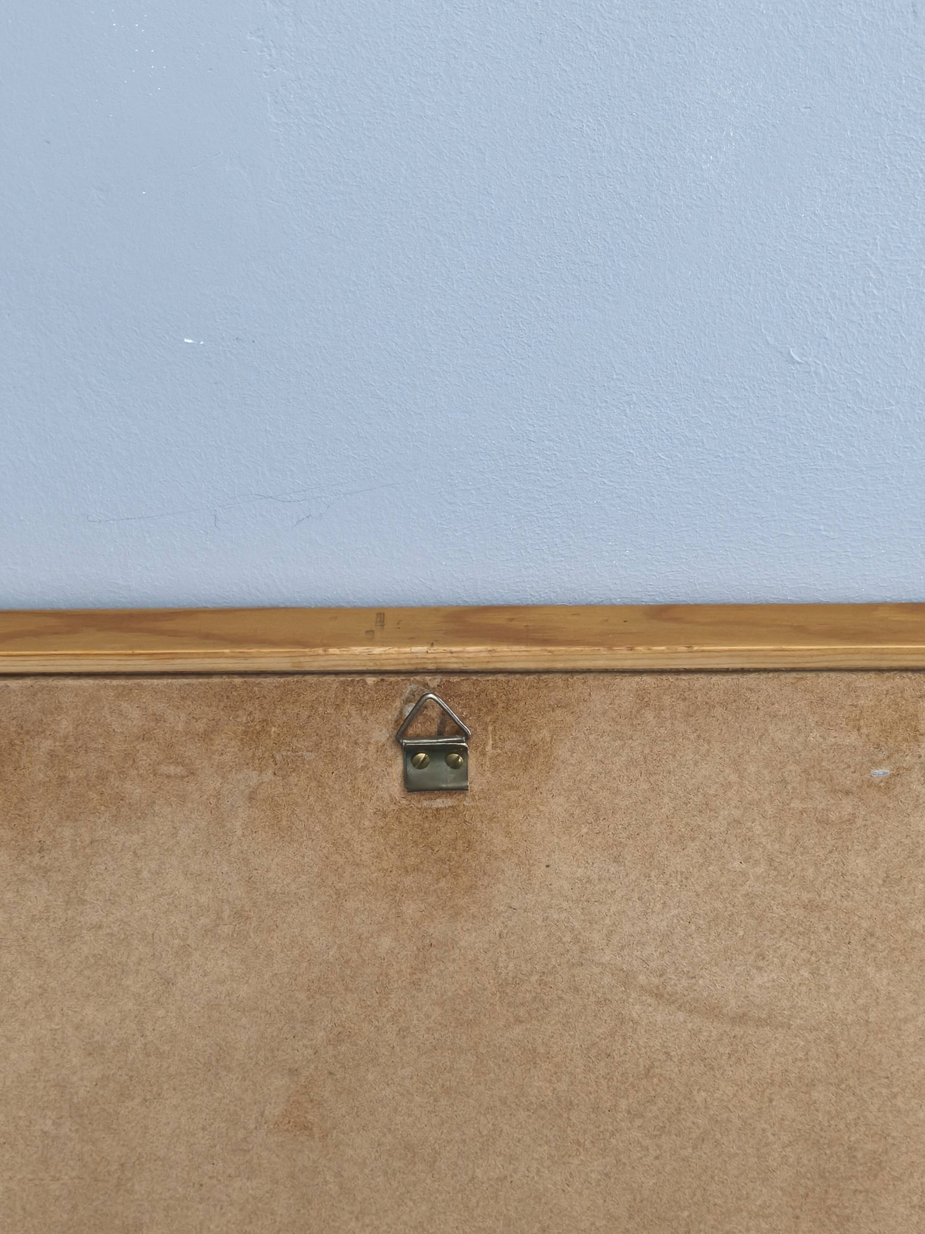 Danish Pine and Ceramic Tile Wall Mirror, 1960s