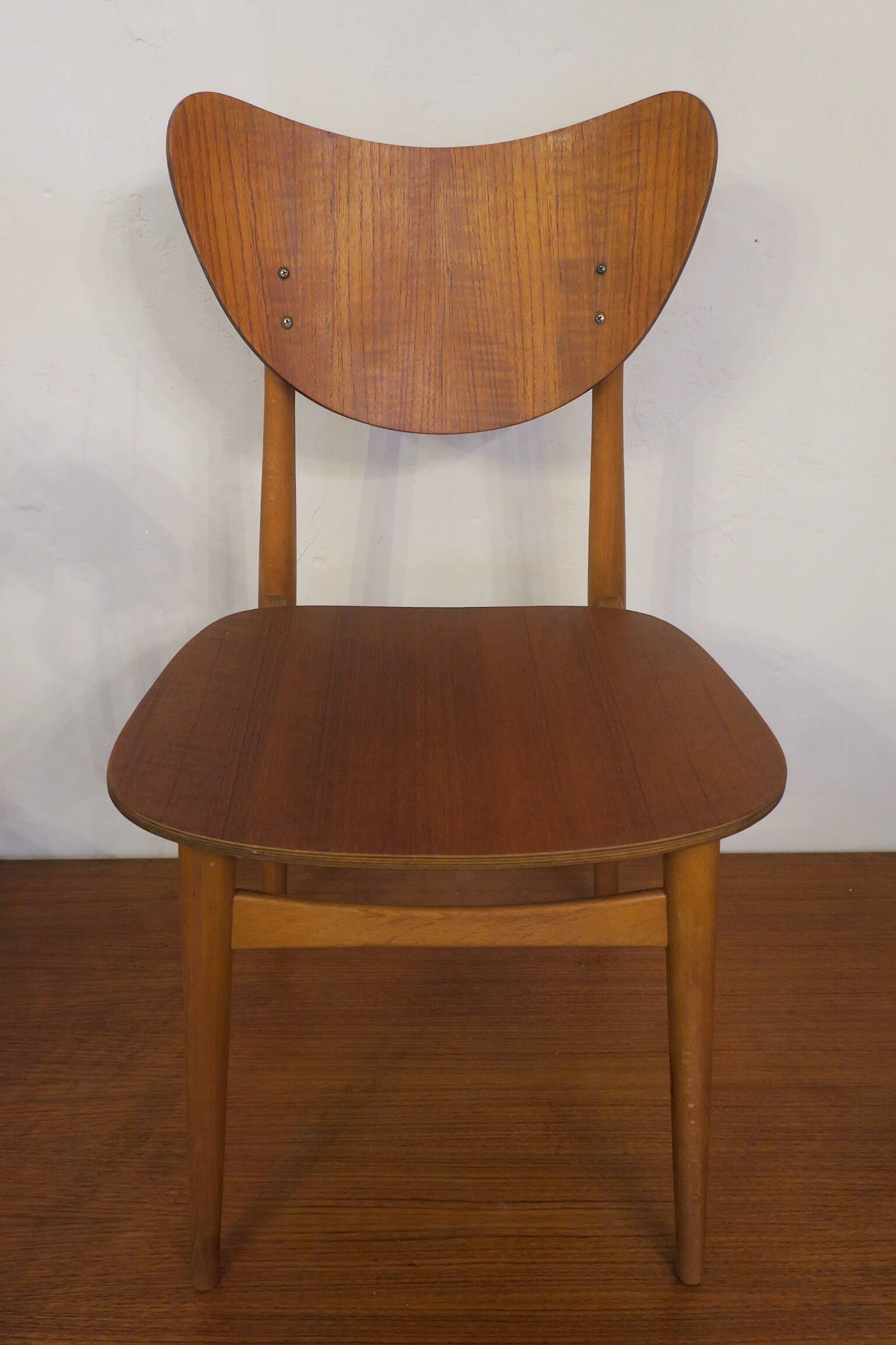 Set of 4 teak butterfly dining chairs, 1960s