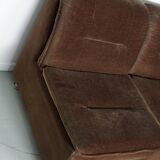 Vintage velvet brown / green modular sofa, 3-elements