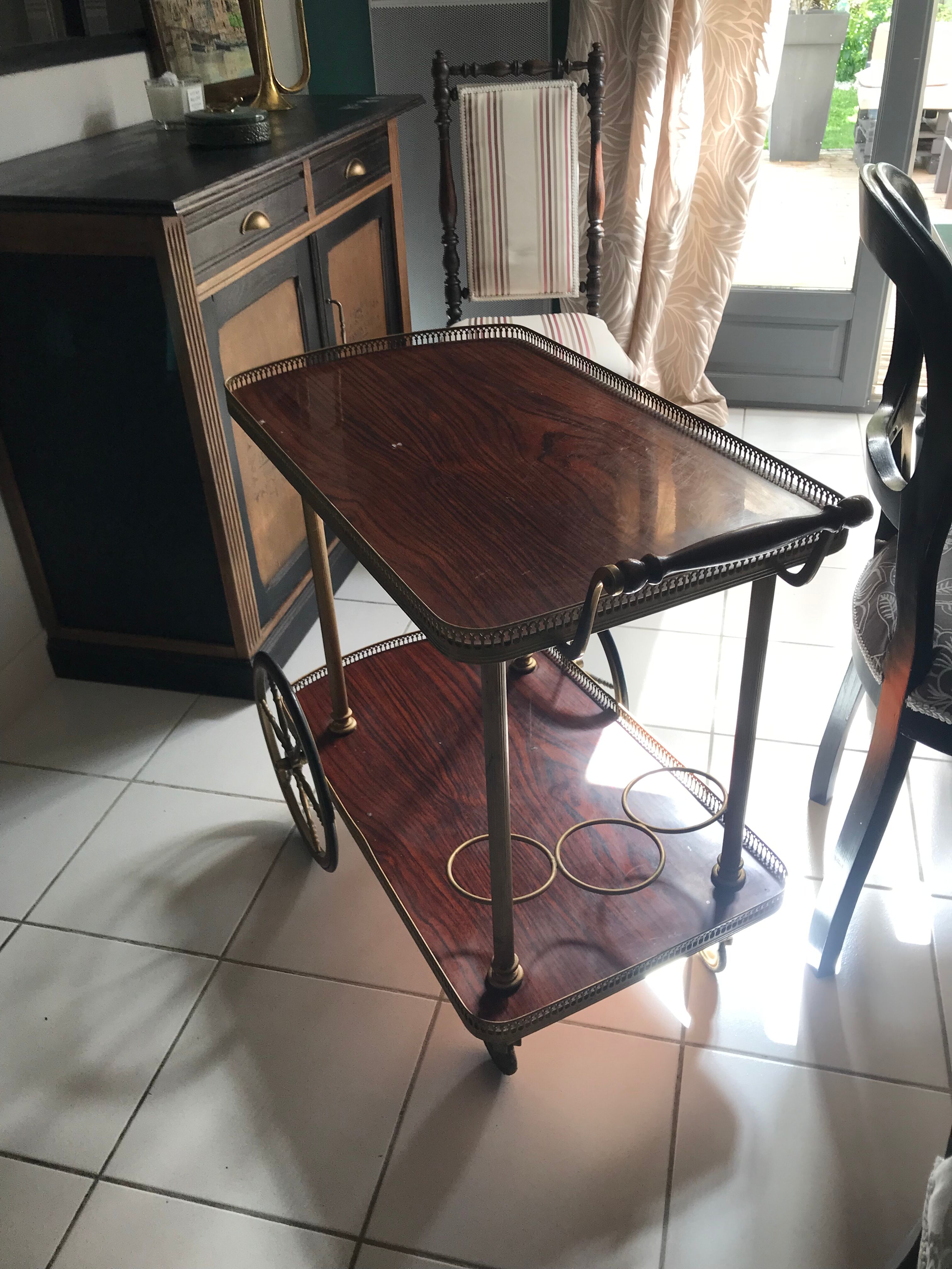 Rolling service wood and brass