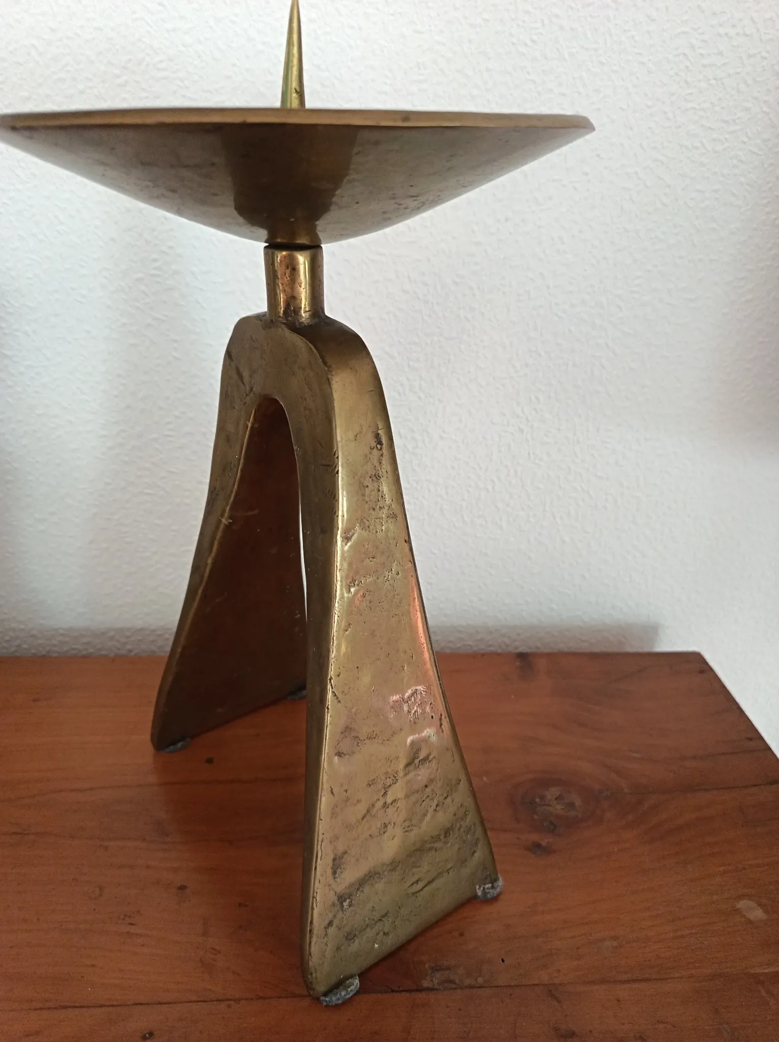 Brutalist bronze candlestick
