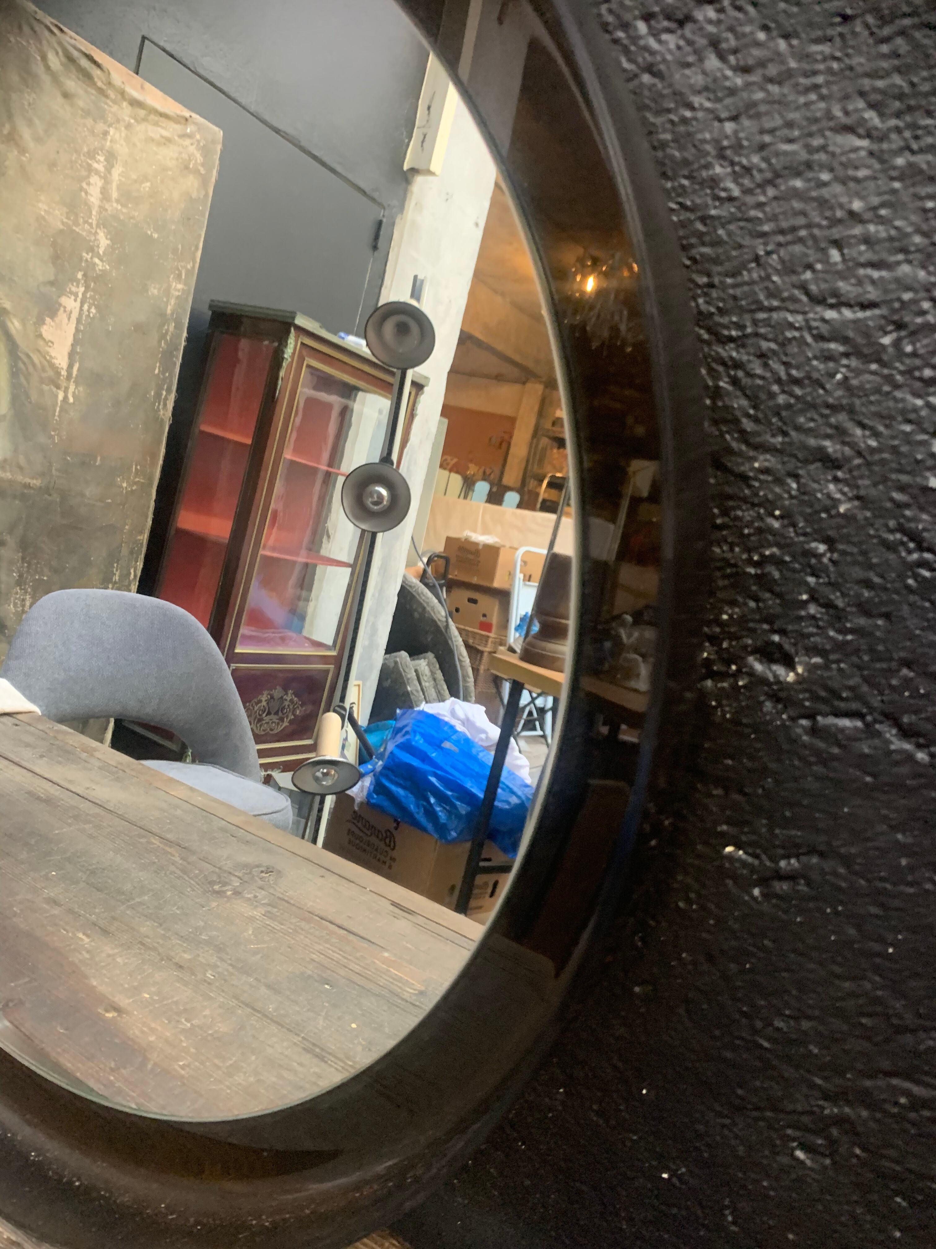Vintage mirror has round shape - 56cm