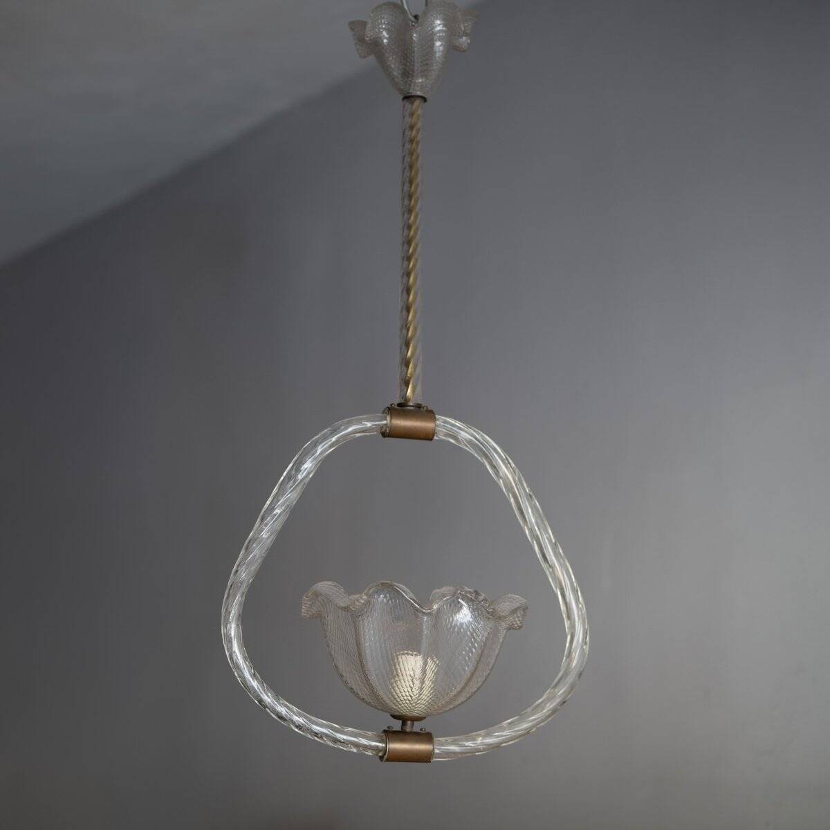 Vintage pendant lamp in Murano glass by Barovier & Toso, 1940s.