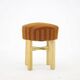 1960s Czechoslovakian Mid-Century Round Tabouret Stool in Striped Fabric