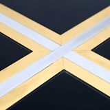 Romeo Rega Mid-century Modern Italian Black Glass, Brass and Chrome Dining